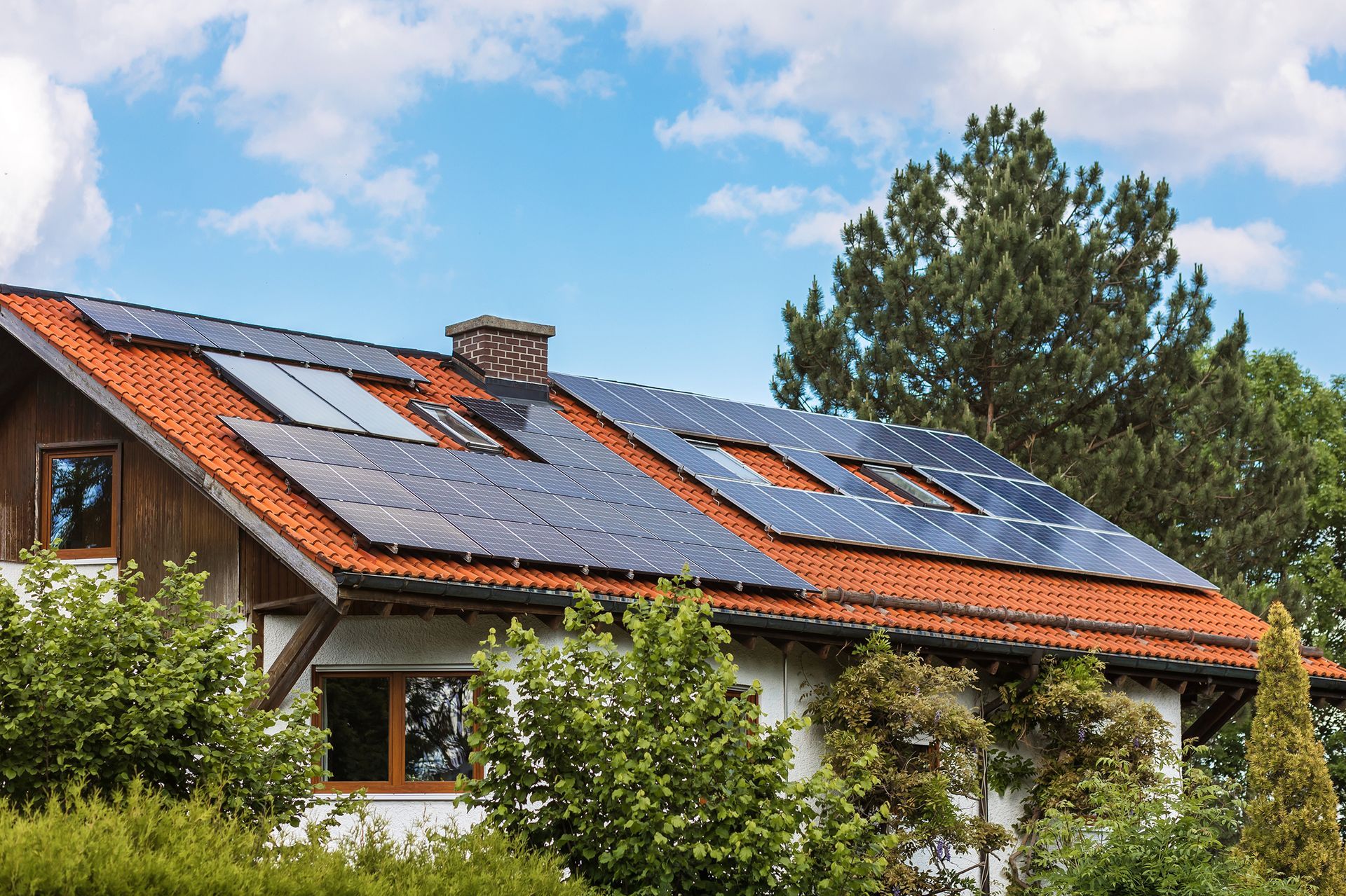 Solar panels on a residential property