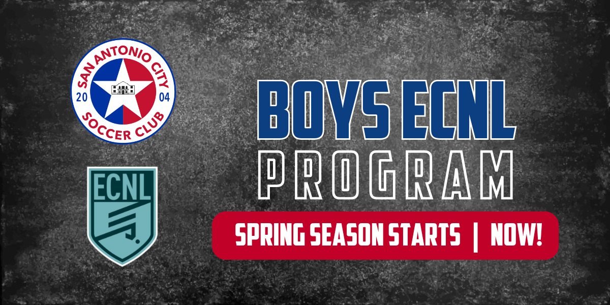 Poster for Boys ECNL program at San Antonio City Soccer Club