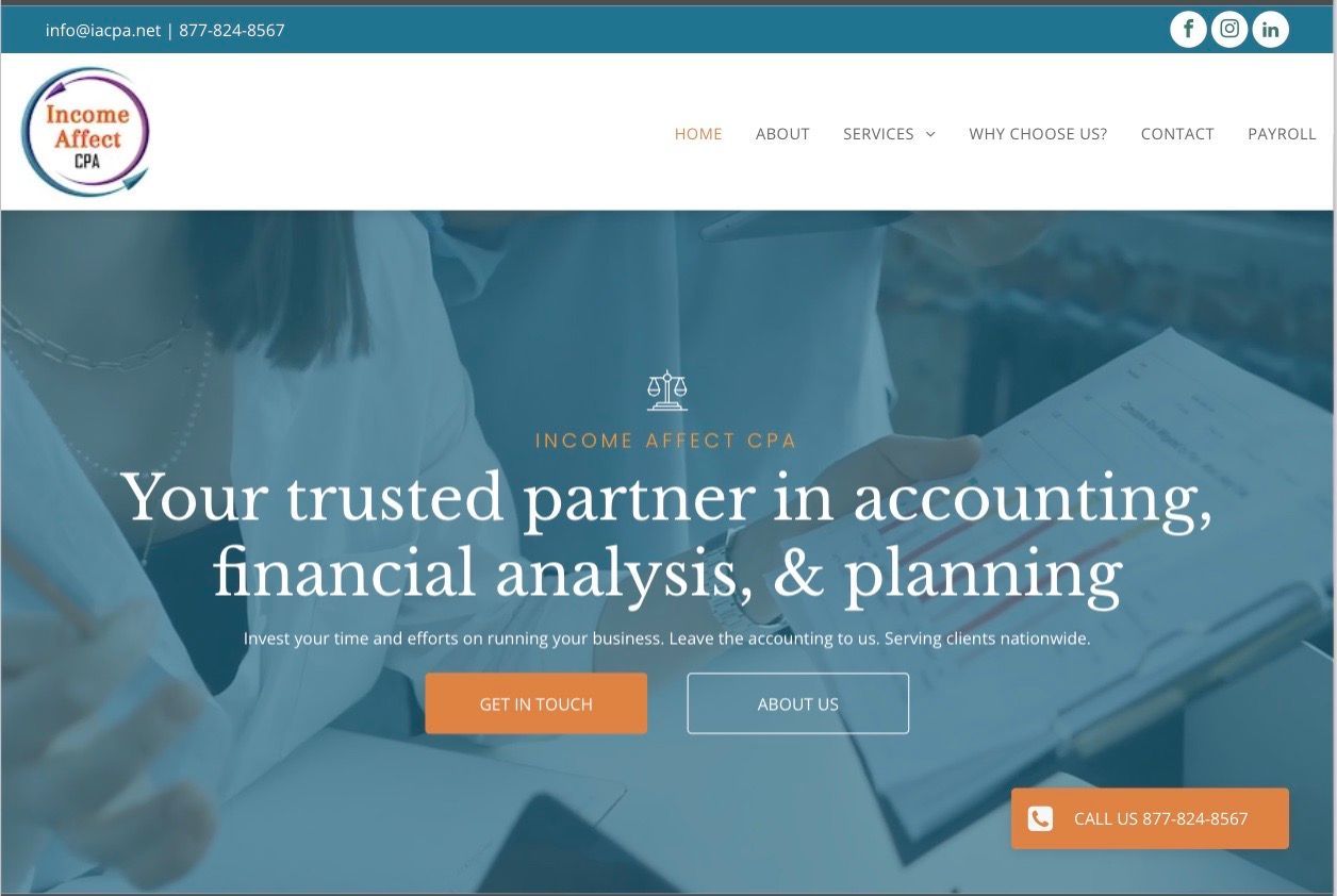A screenshot of a website that says `` your trusted partner in accounting , financial analysis , and planning ''