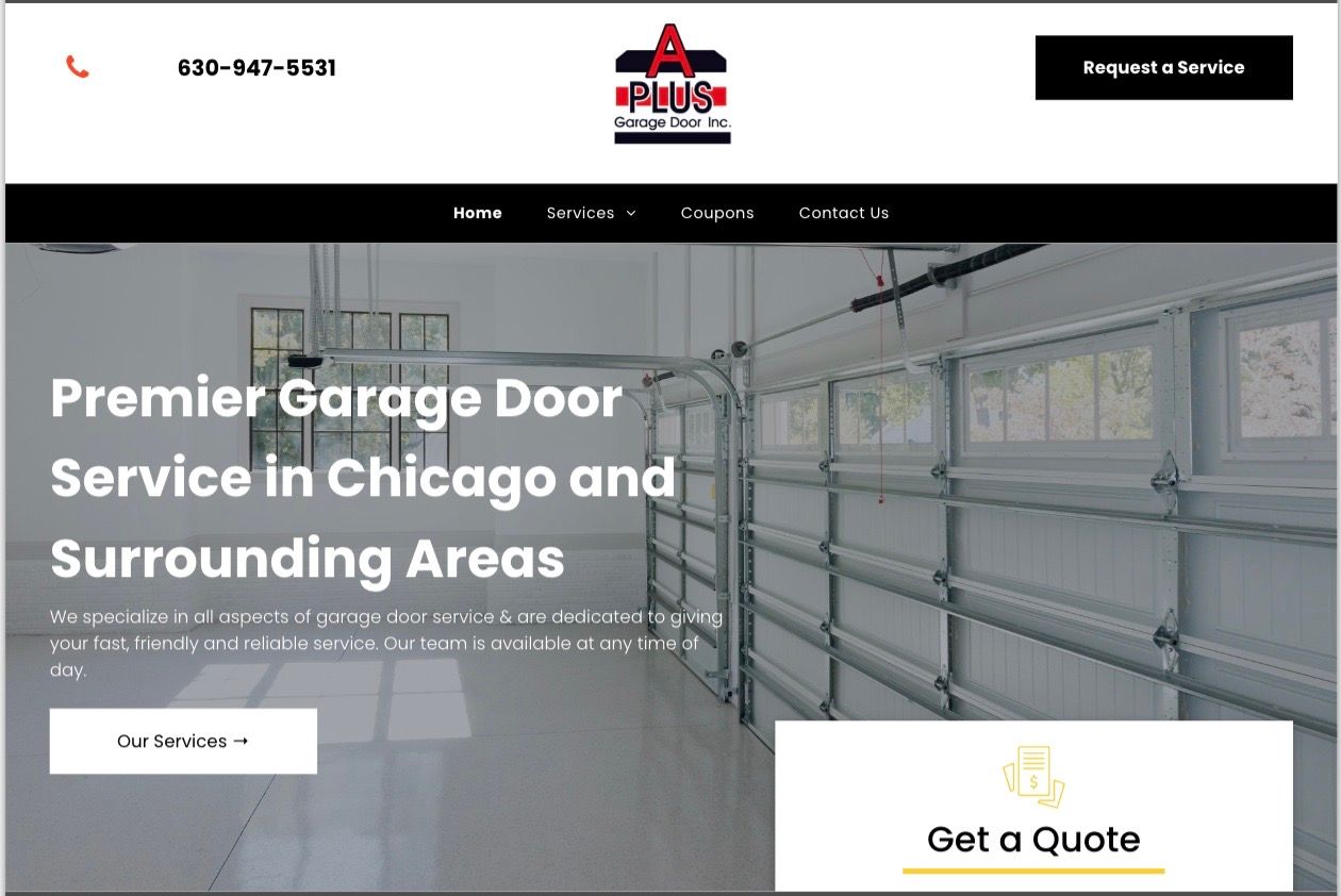 A website for premier garage door service in chicago and surrounding areas