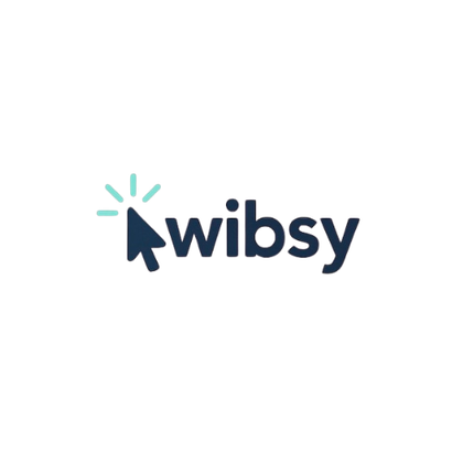 A logo for a company called wibsy with an arrow pointing up.