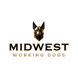 A logo for midwest working dogs real dogs for real life
