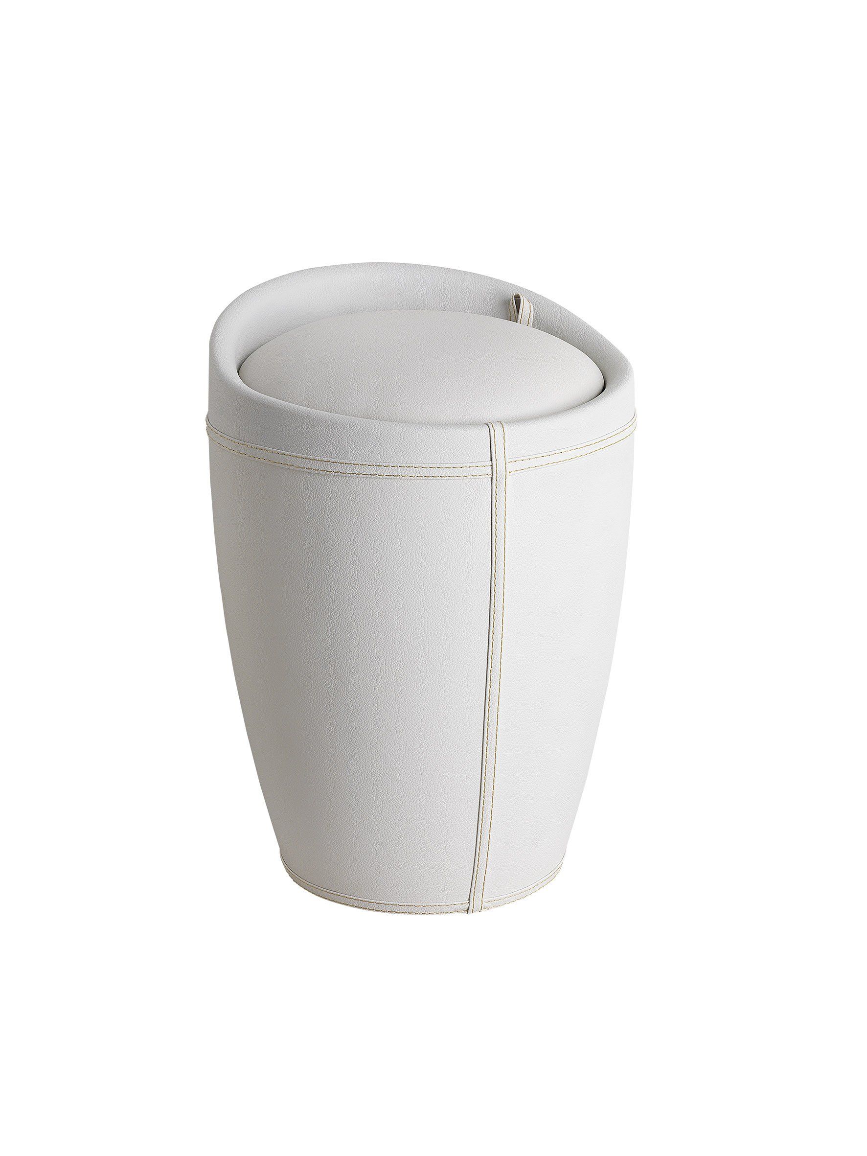 Sgabello in vera pelle bianca