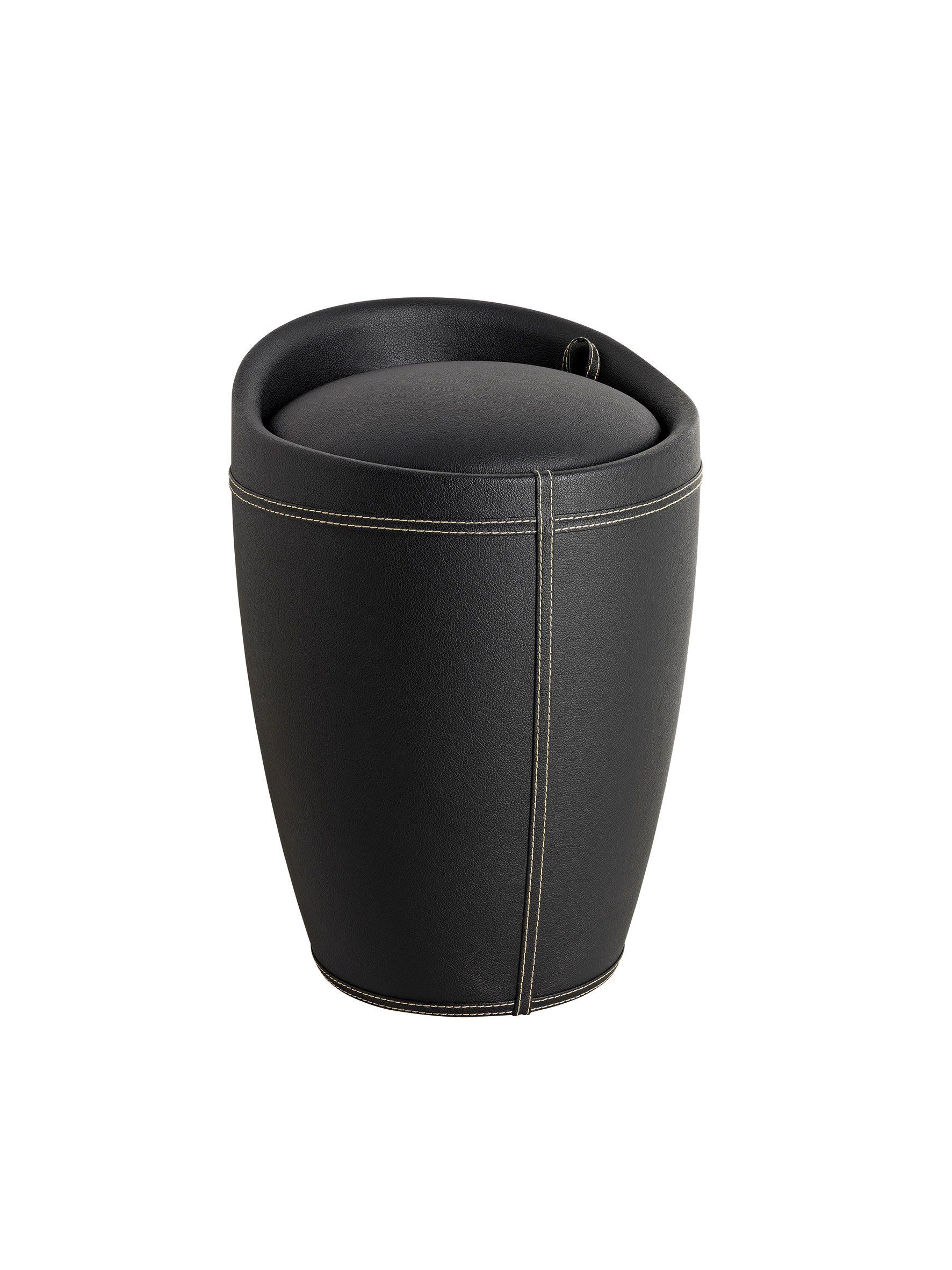 Sgabello in vera pelle nera