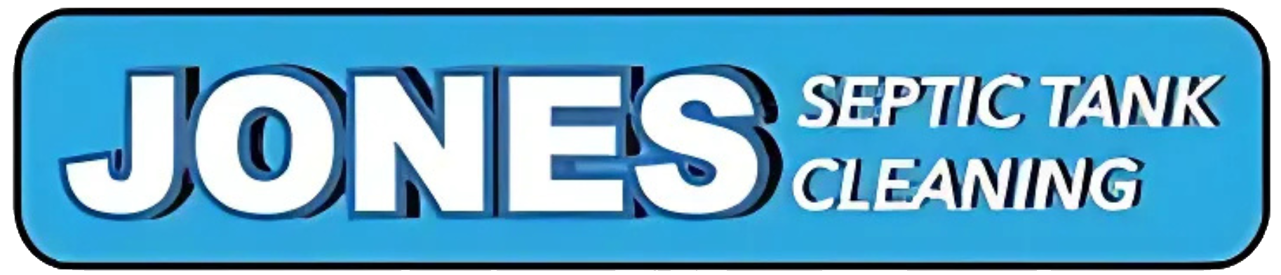 Logo for Jones' Septic Tank Cleaning, white text on a blue background.