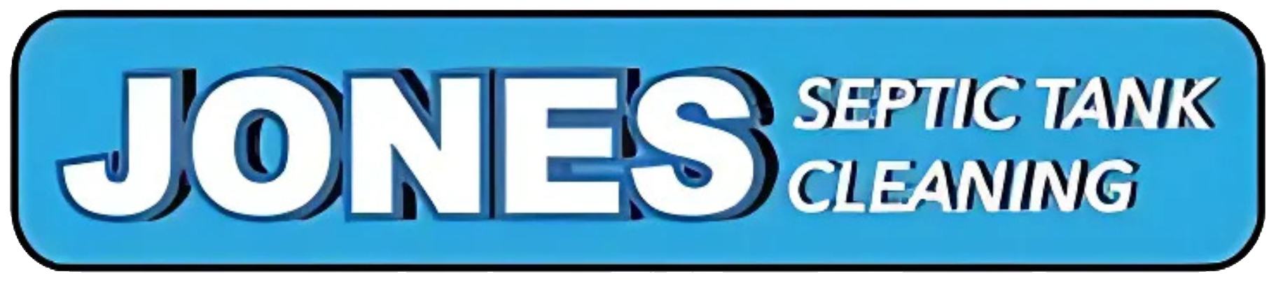 Logo for Jones' Septic Tank Cleaning, white text on a blue background.