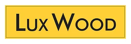 A yellow sign with the word lux wood on it.