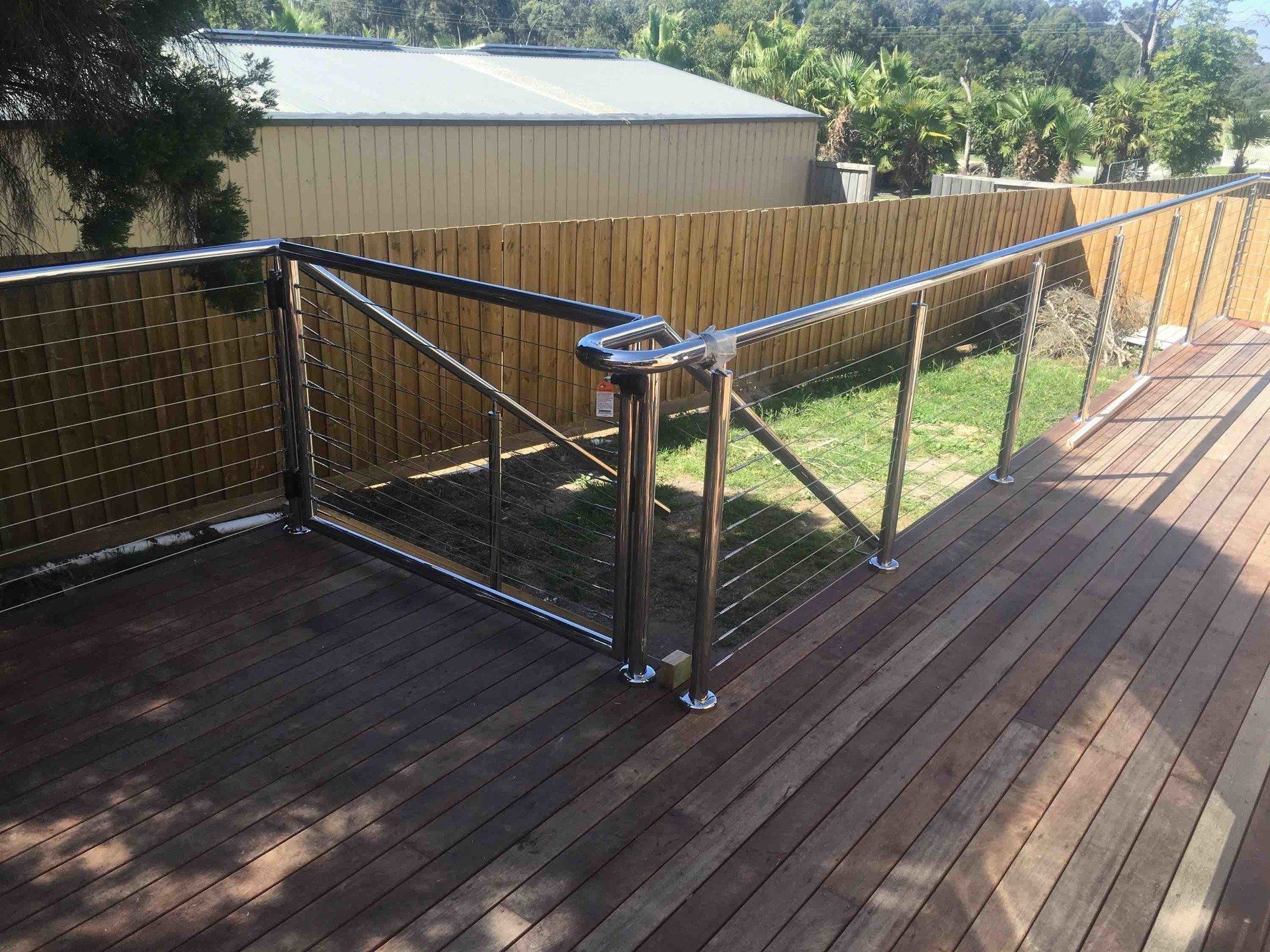 steel handrail on deck