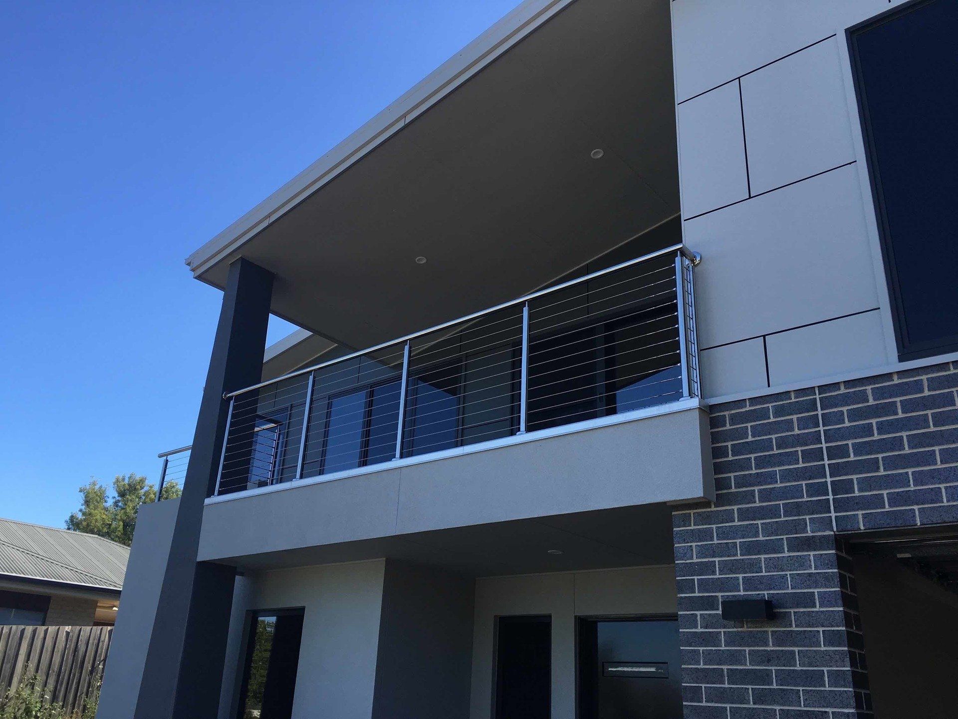 new stainless steel handrail outdoors