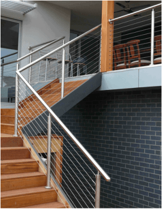 steel handrails on staircase