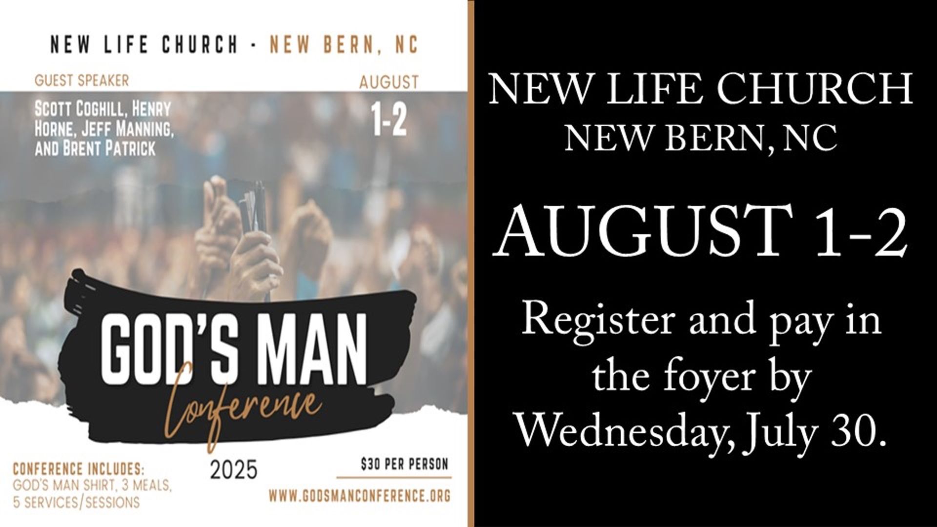 Register and pay by Wednesday, July 30.