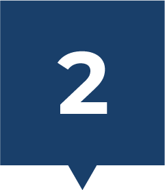 A blue square with a white number two inside of it.