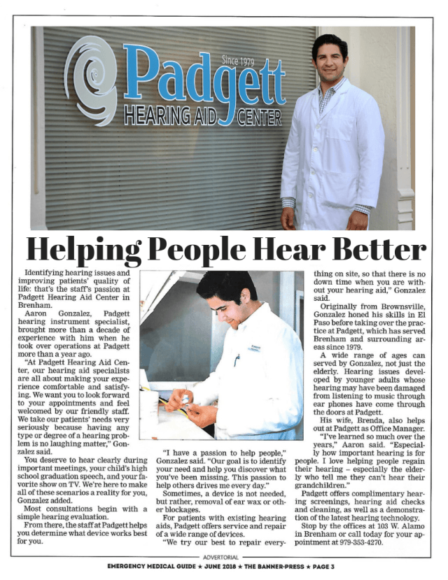 Helping People Hear Better in newspaper