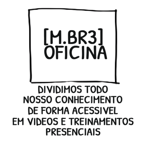 The logo for m.br3 oficina divides todo nosso conhecimento de forma acessivel em videos e treinamentos presenciais.