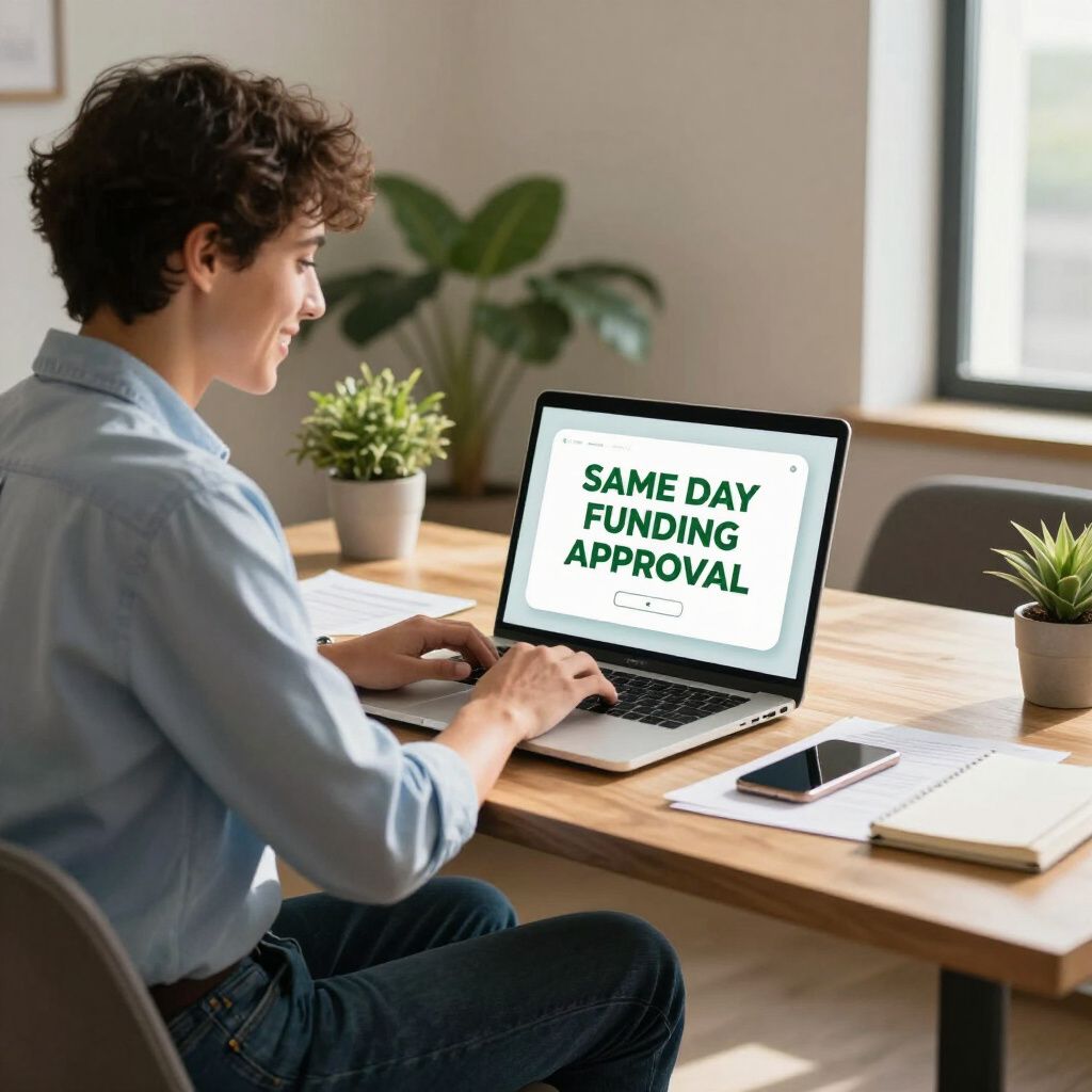 A merchant applying for the loan on their computer