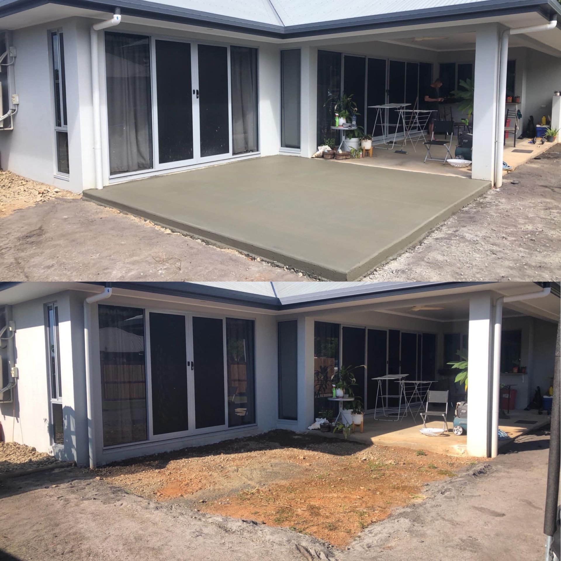Before & After Photo Of A Patio — Value Concreting In Gordonvale, QLD