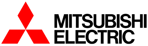 Mitsubishi Electric logo: red diamonds logo with 