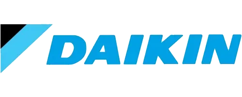 The daikin logo is blue and black on a white background.