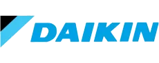 The daikin logo is blue and black on a white background.