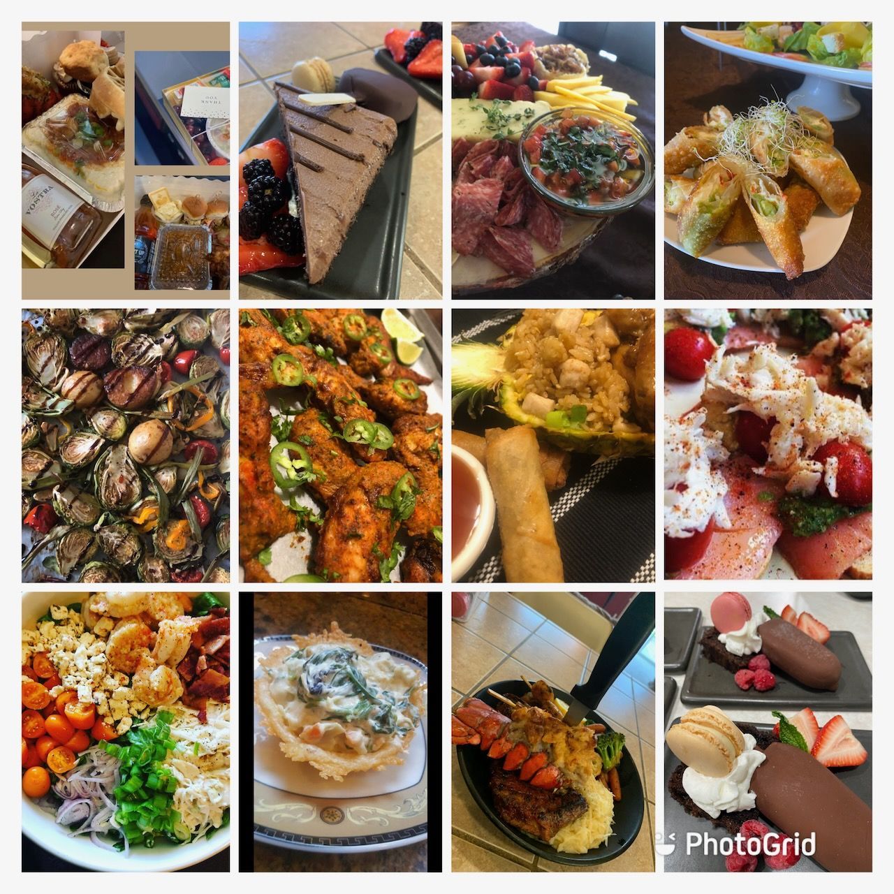 A collage of photos of different types of food