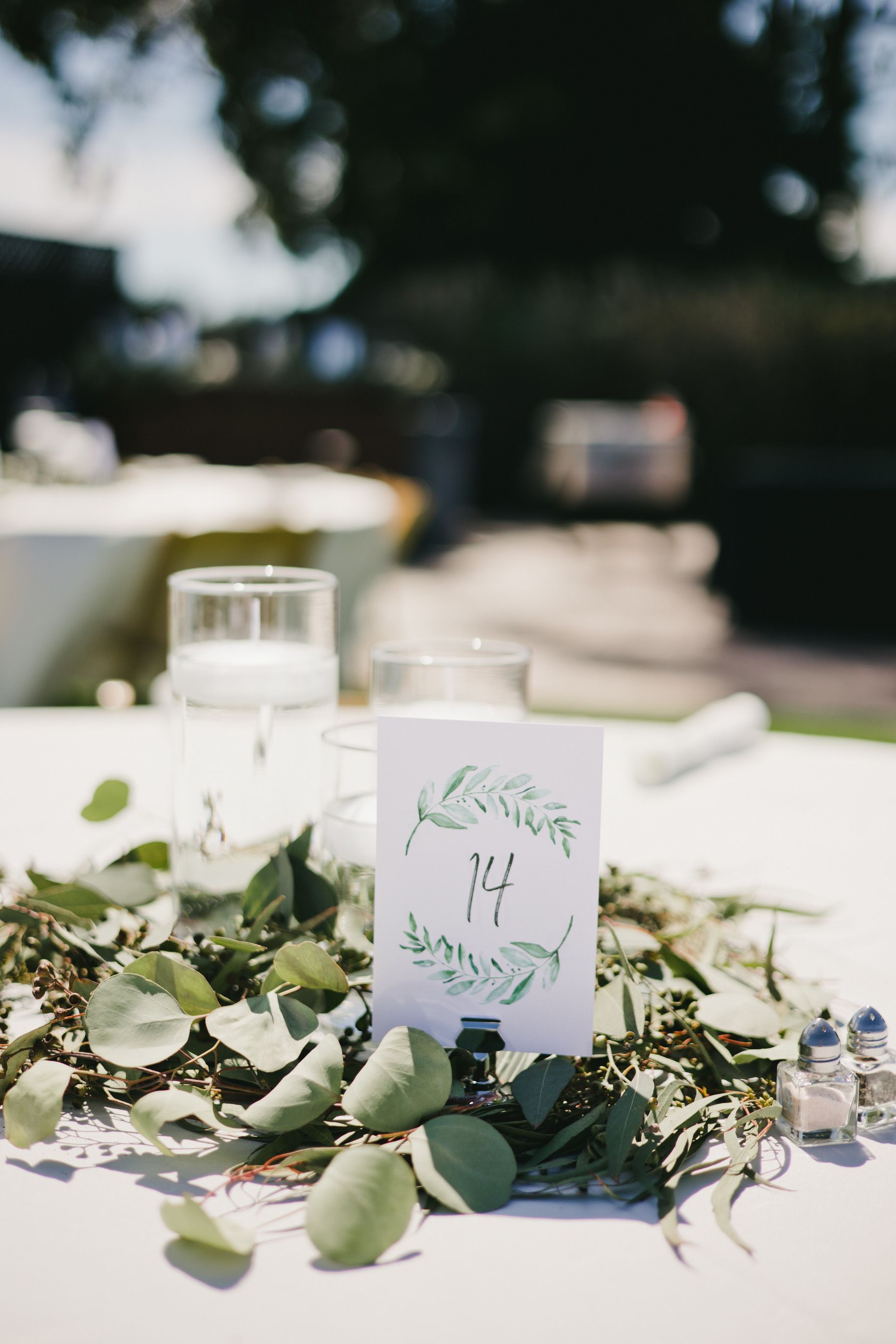 A table with a number 14 on it