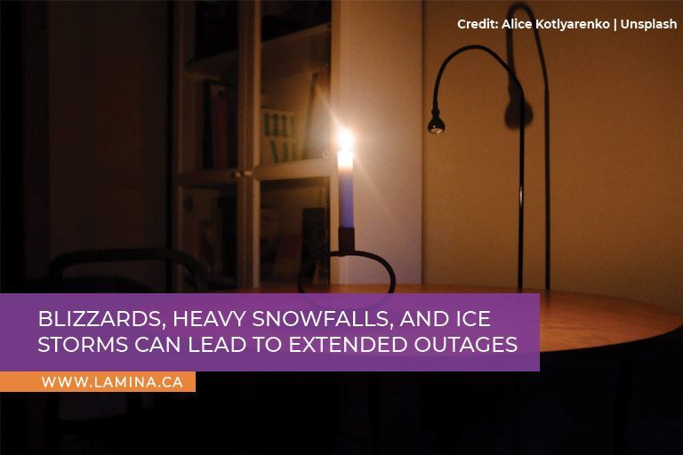 Blizzards, heavy snowfalls, and ice storms can lead to extended outages