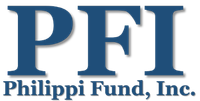 The logo for philippi fund inc. is blue and white