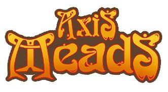 Logo for Axis Heads in stylized, brown and orange lettering.