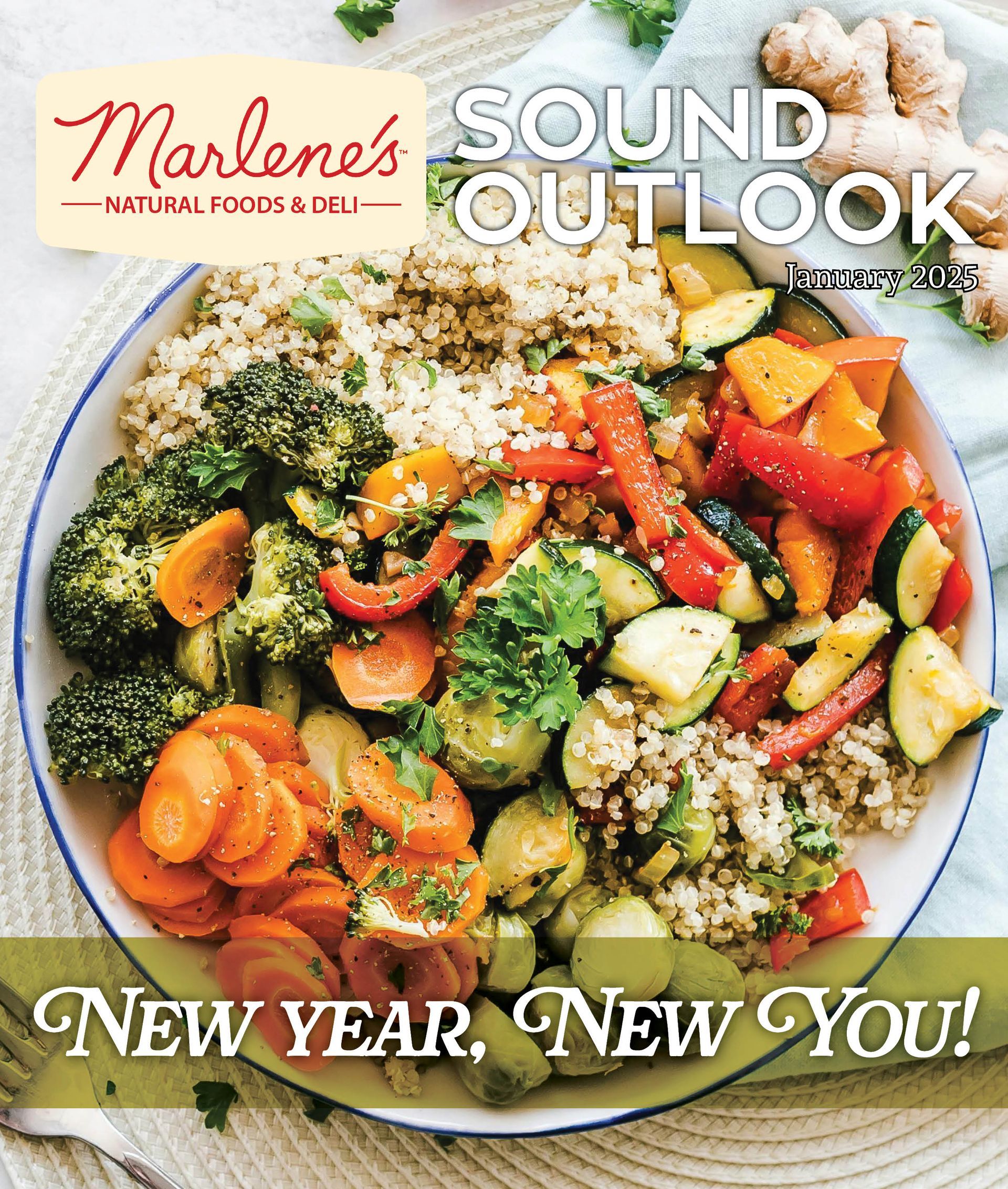 Marlene's Natural Foods cover with a bowl of colorful vegetables and text 