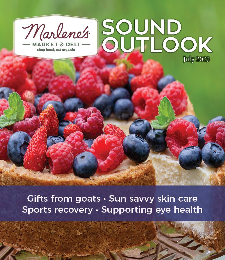 Marlene's Market & Deli magazine cover with fruit cake, 