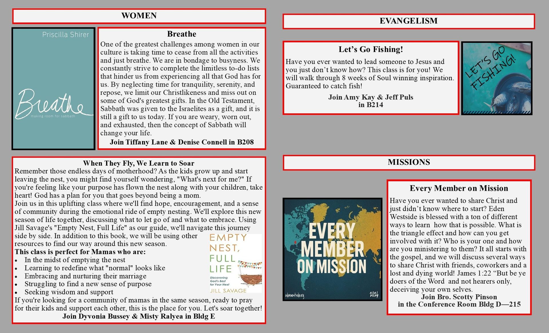 Poster with four sections. Top left: teal