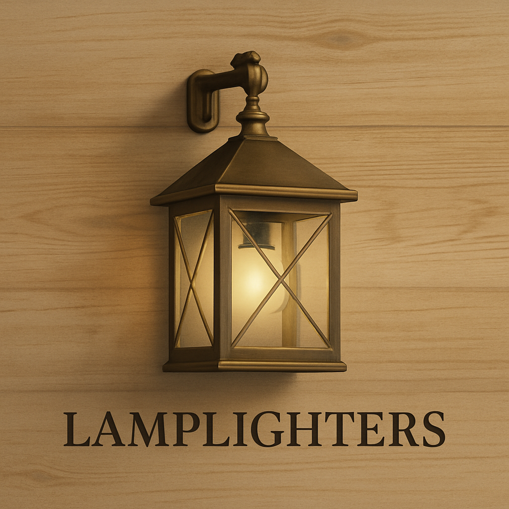 Antique lantern illuminates against a wooden wall, text reads 