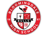 Bloomingdale High School logo: red and white circular emblem with