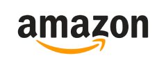 Amazon logo: Black wordmark with orange arrow-shaped smile.