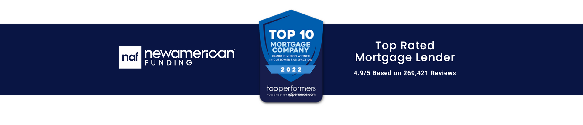 A blue banner that says top 10 top rated mortgage lender