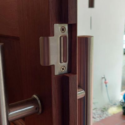 A Stainless Steel Strike Plate Installed — Above and Beyond Locksmiths in Pimpama, QLD