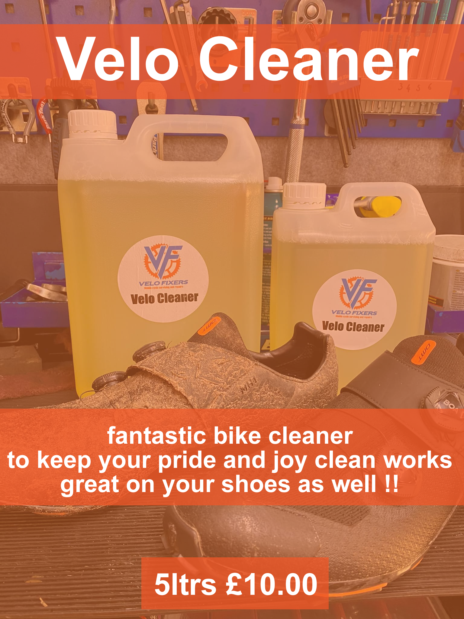 bicycle bike cleaner ,  Velo Fixers , clean bike , 5trs velo fixers, 10.00 bike cleaner 5ltrs , velo fixers bike clean cycle repairs mobile