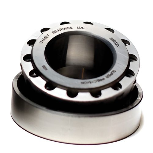 Close-up of a cylindrical bearing with a slotted outer race, labeled