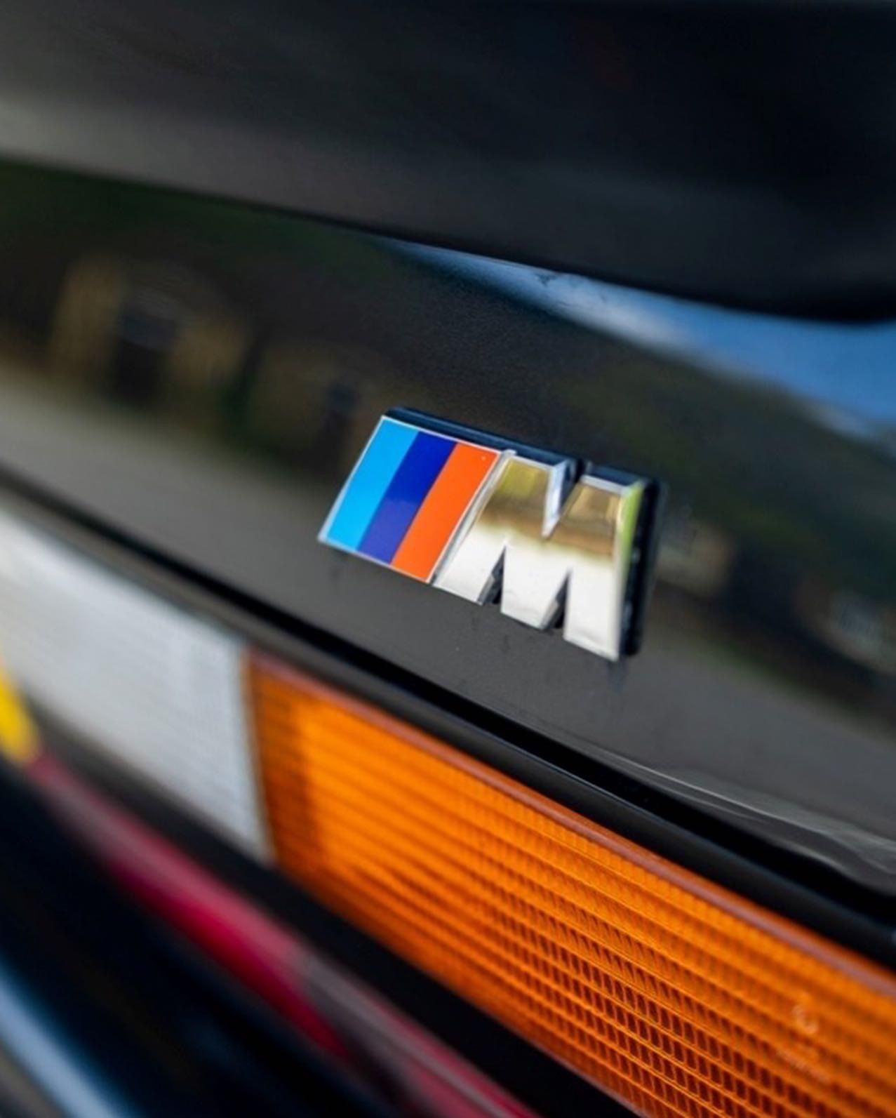 A close up of a bmw emblem on the back of a car