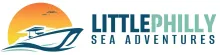 Logo of a boat on water in front of a sunset, text reads "Little Philly Sea Adventures."