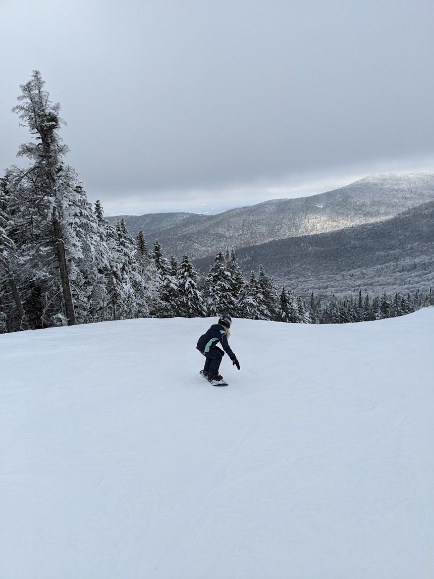 Skiing in a mountain slope.
