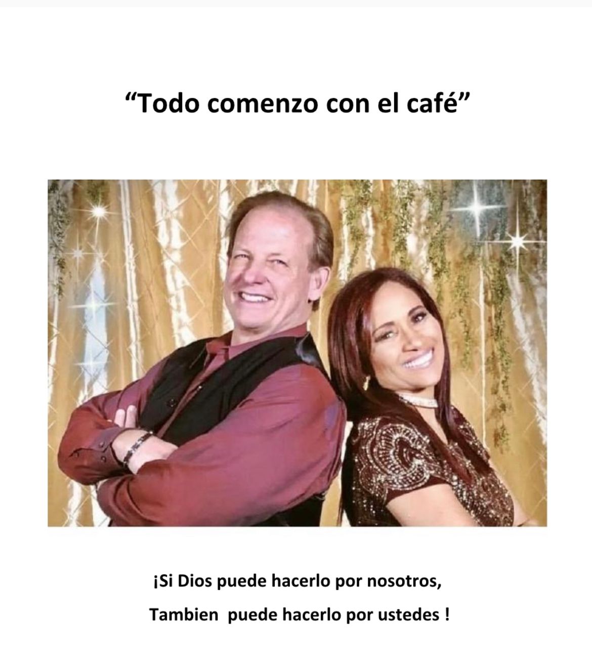 A man and a woman are standing next to each other with the caption
