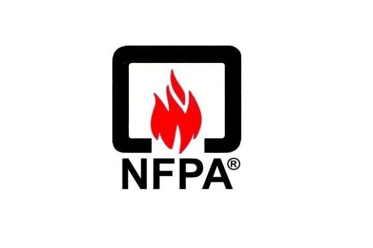 NFPA logo: red flames within a black square, with