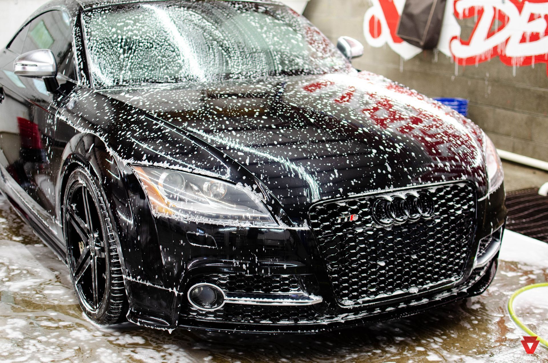 Decontamination wash on a 2011 Audi TTs during paint correction prep at Keystone Detail in Waterford, PA