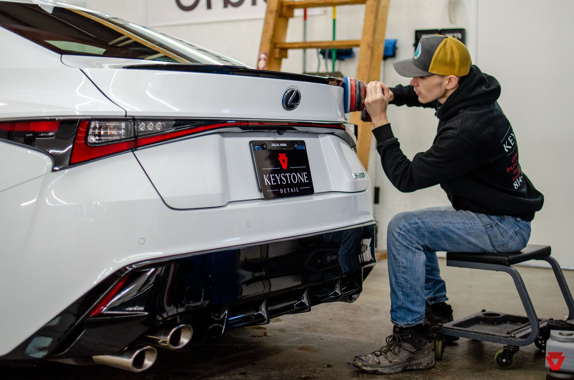 Paint correction being done on a 2021 Lexus IS350
