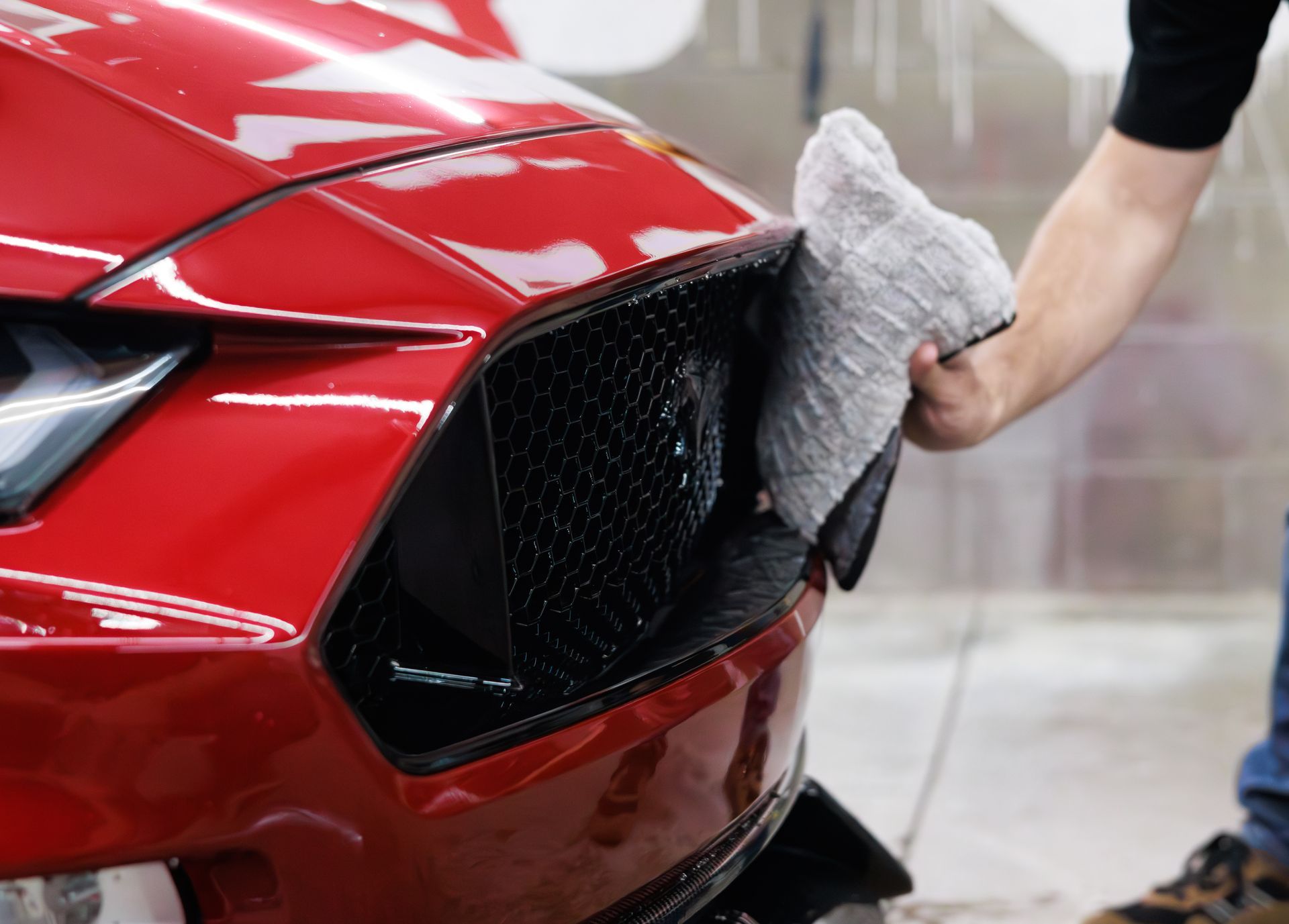 Ford Mustang Prep wash prior to installing PPF and ceramic coating protection for this new vehicle