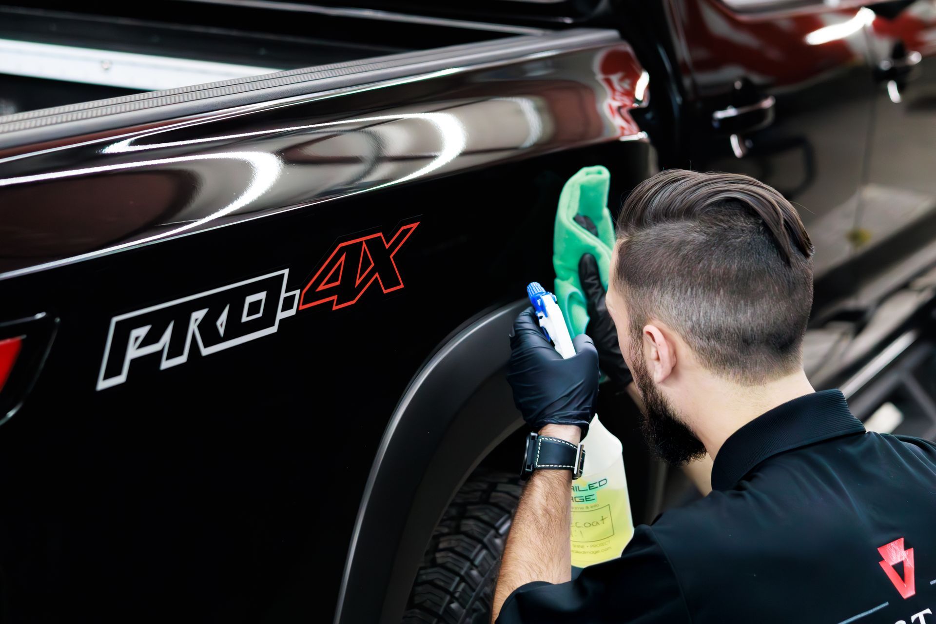 Buffing down ceramic coating on  a brand new Nissan Frontier Pro-4X in Erie, PA