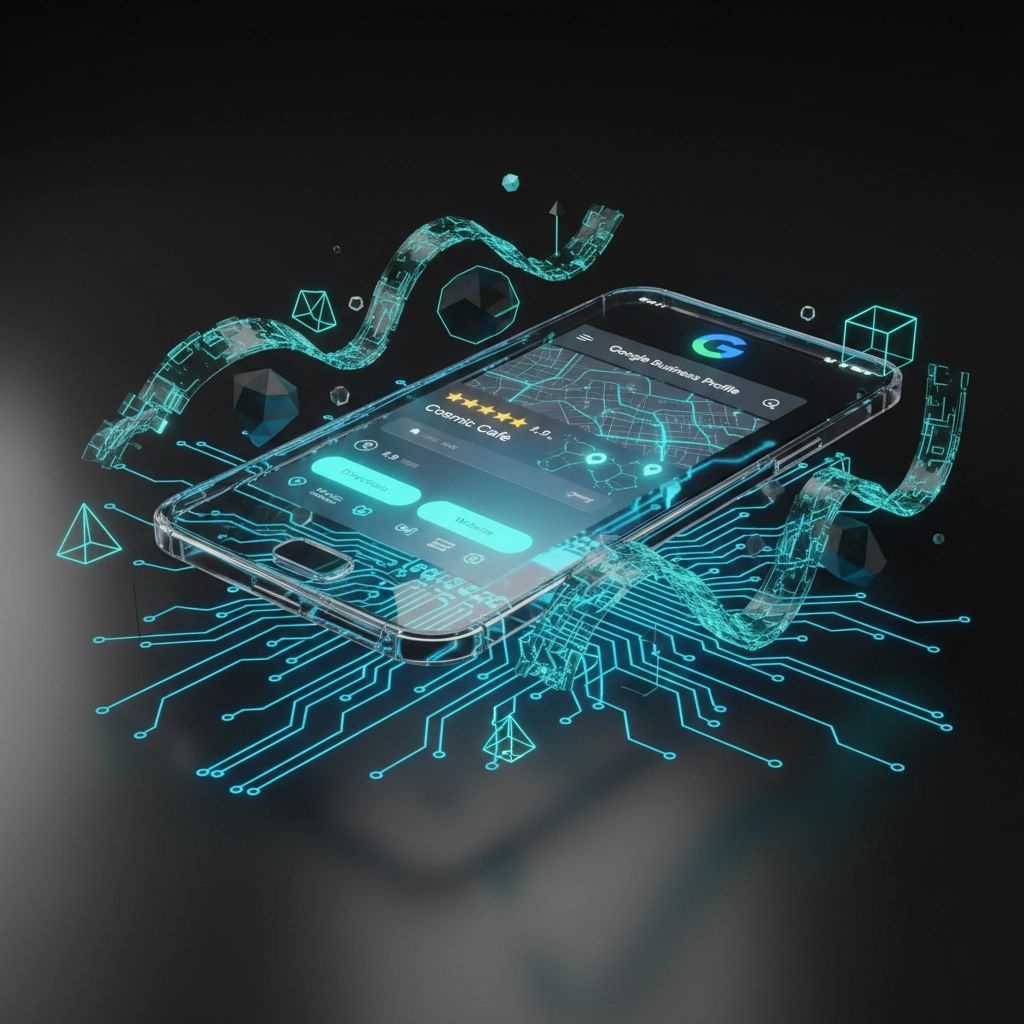 Smartphone with glowing Google Maps app and circuit board design.