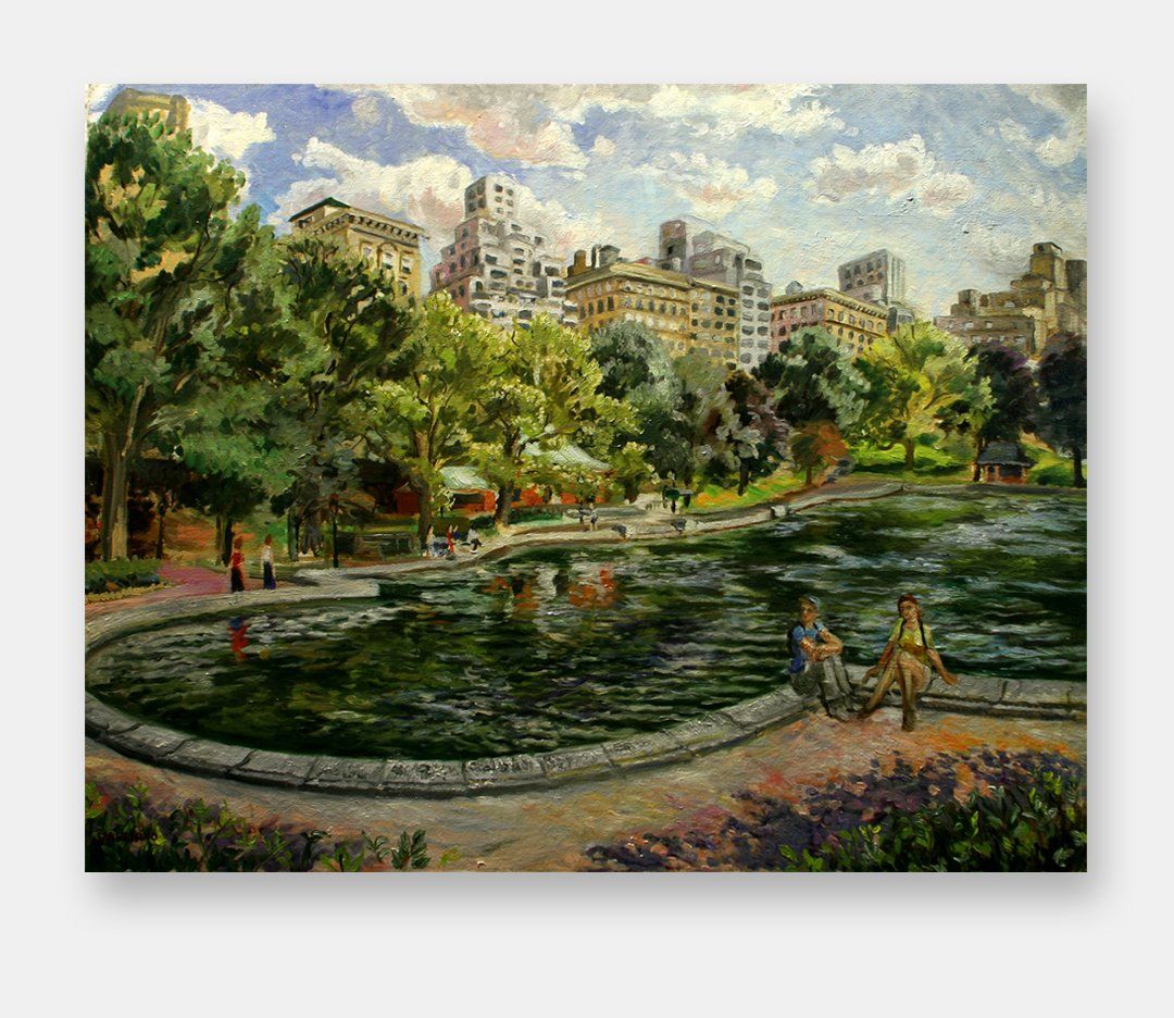 Figurative Landscape Oil Painting - Central Park Summer by John Varriano
