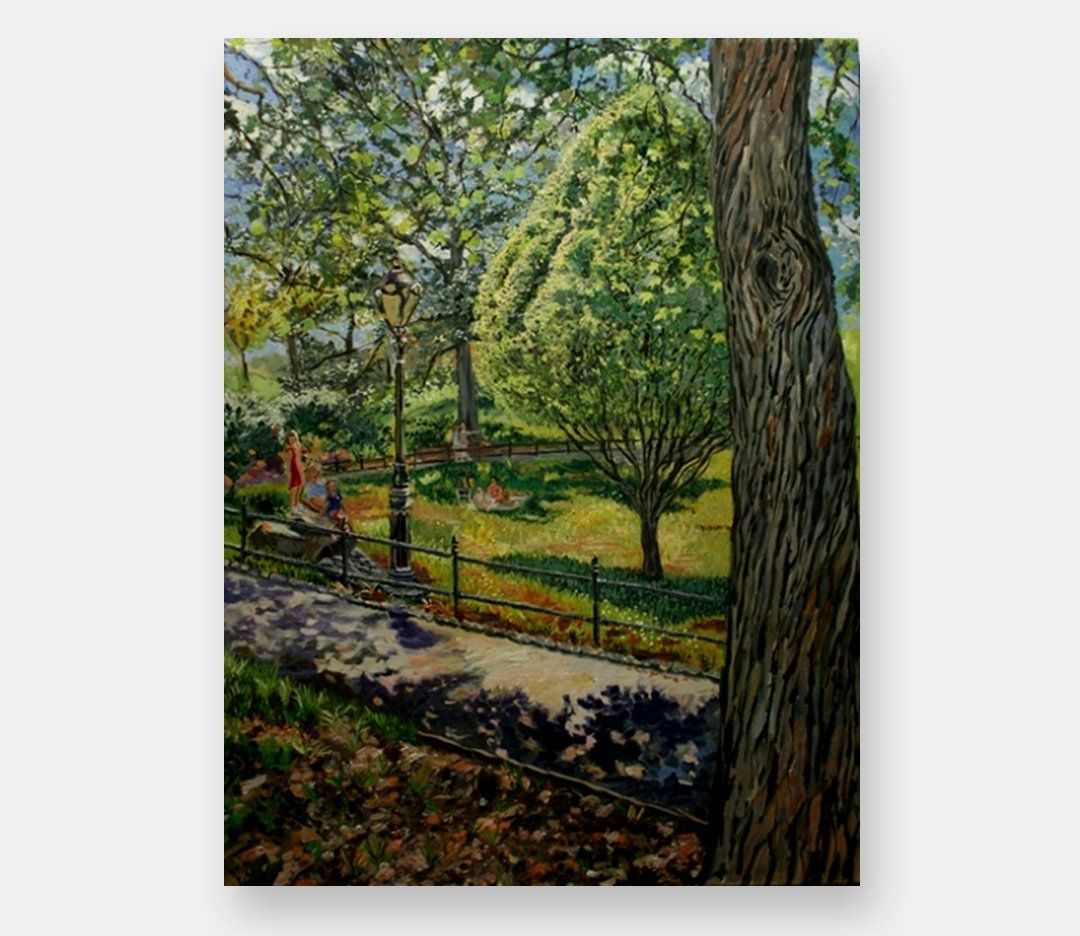 Figurative Landscape Oil Painting - Three Girls by John Varriano